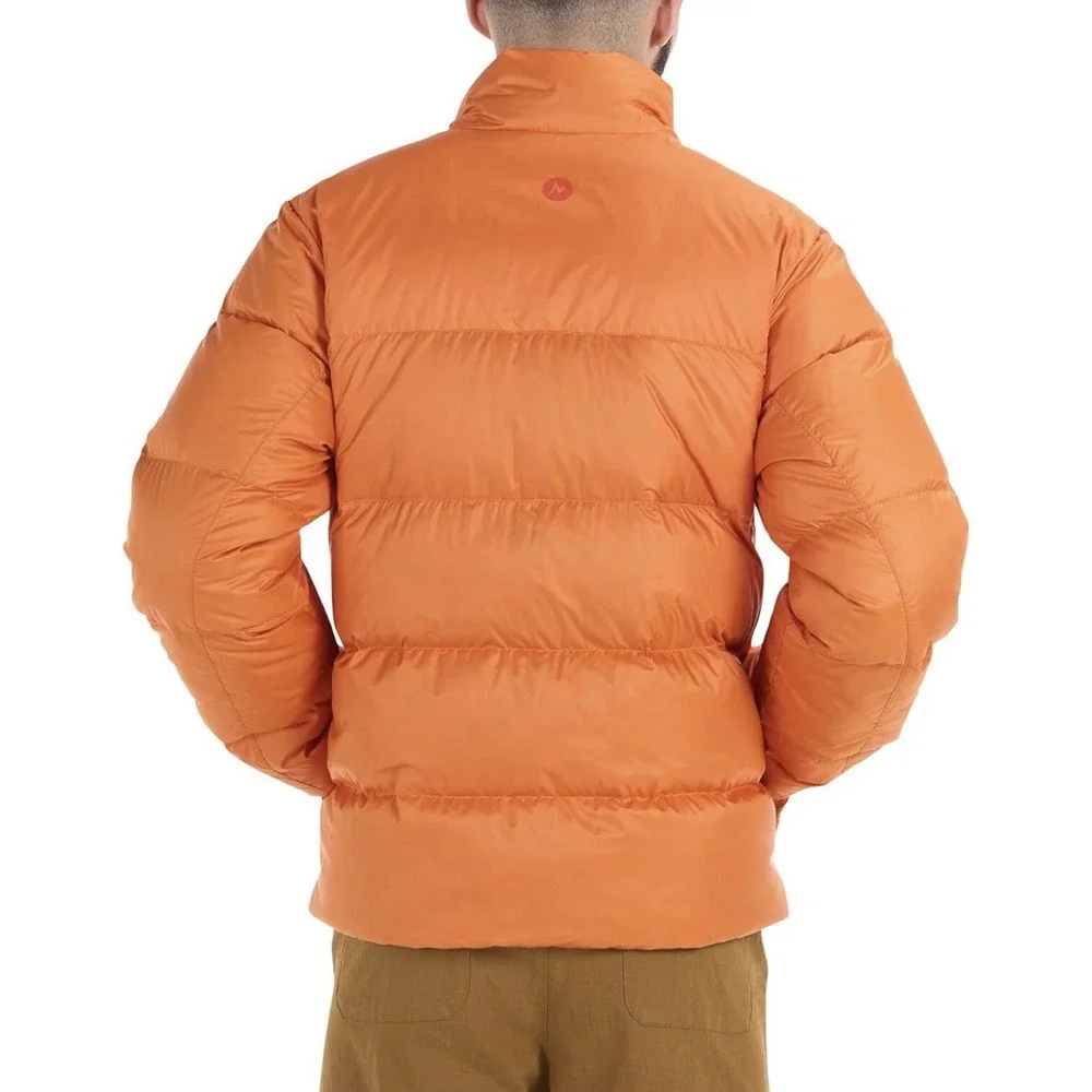 Men's Large Marmot Guides Goose Down 700 Fill Puffer Jacket Sweater, Tangelo